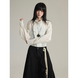 衬衣宫廷风荷叶边上衣 原创设计感小众法式 FG721 Lemaire风衬衫