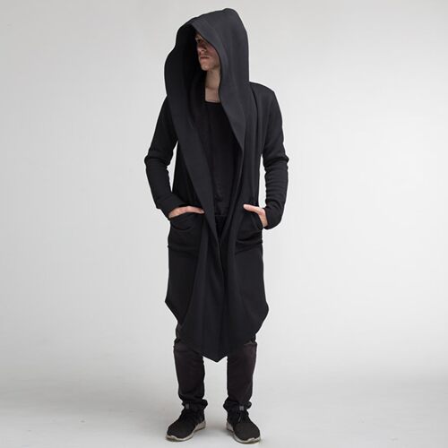 Solid Irregular Hooded Cape Cardigan纯色不规则连帽斗篷开衫男
