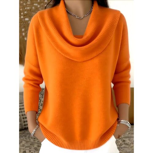 荡领纯色长袖上衣 Swing collar solid color long sleeved shirt