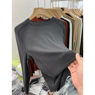 neck round pullover base Solid shirt纯色圆领套头打底衫 color