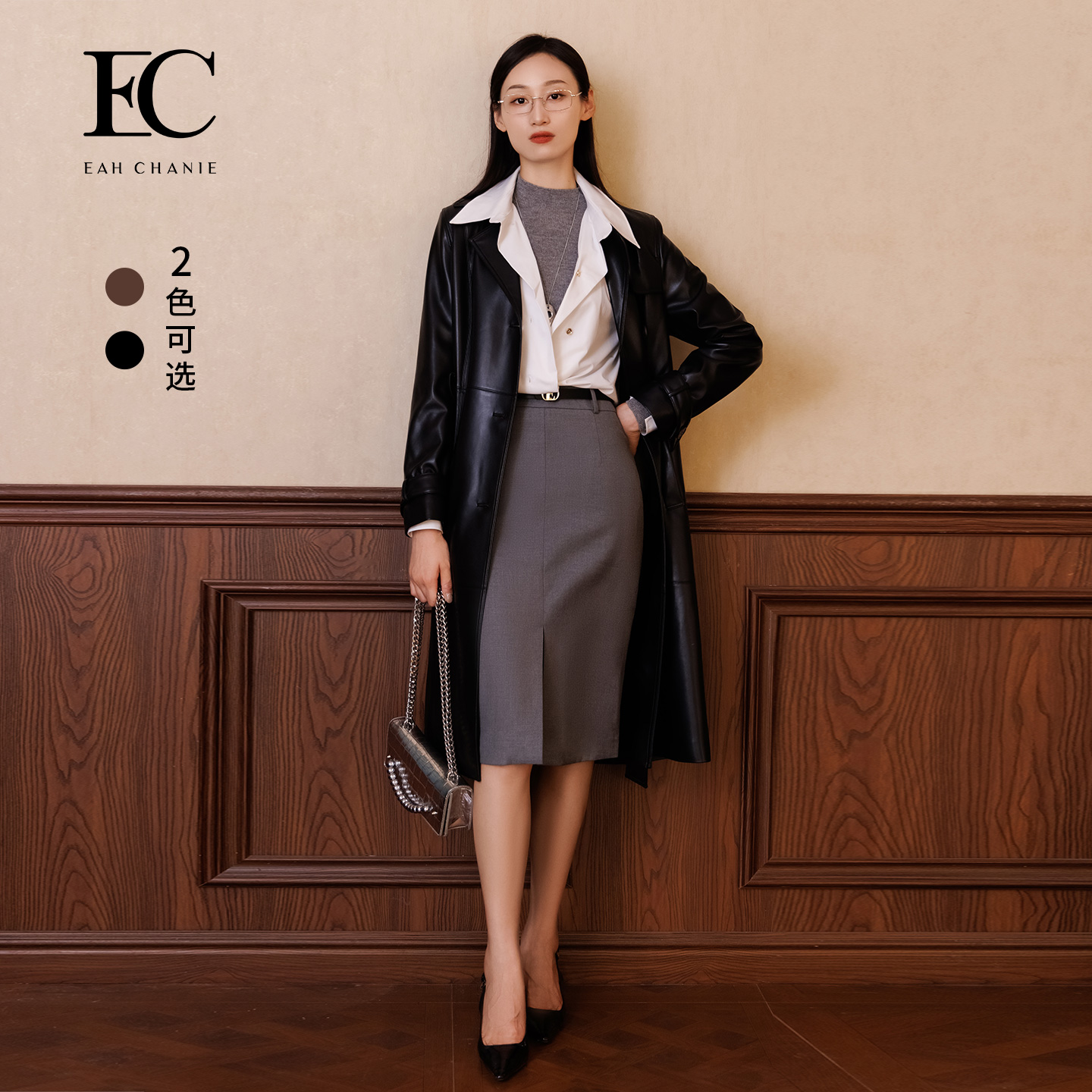 皮大衣奕辰职场通勤风衣外套