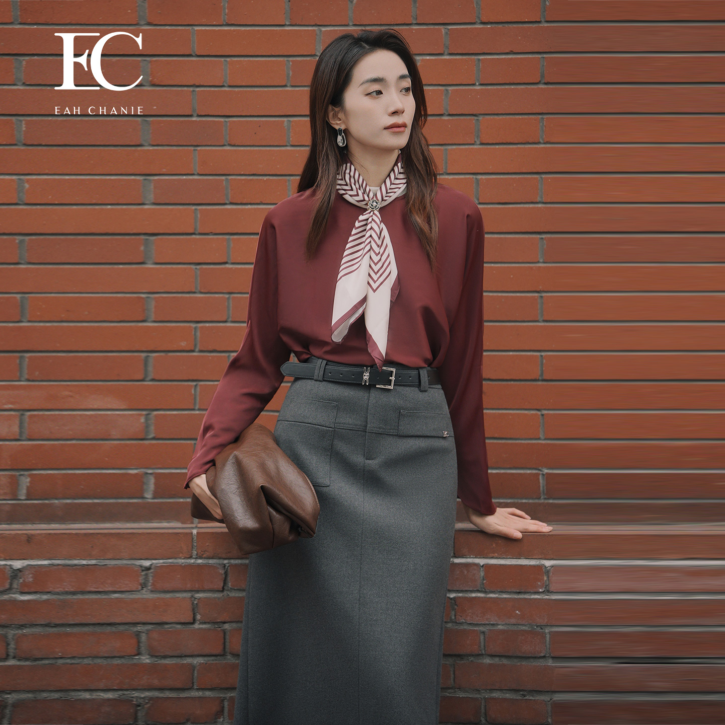 奕辰OL风气质圆领长袖衬衫