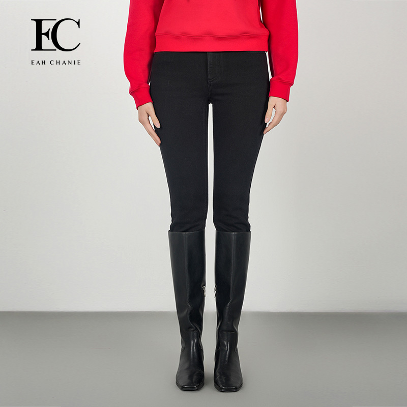 奕辰通勤修身高腰小脚牛仔裤