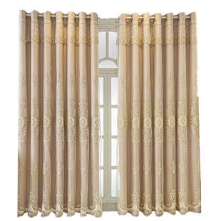 简欧高档2025新款客厅窗帘全遮光卧室双层纱布一体遮阳帘高级感