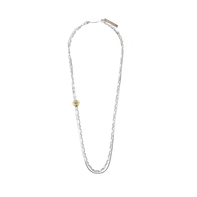 双链缠绕吊环925银链简约锁骨链