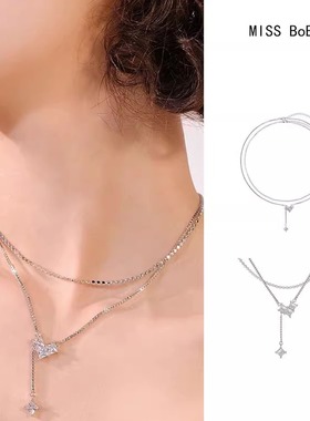 abyb牵绊项链女双层叠戴锁骨链