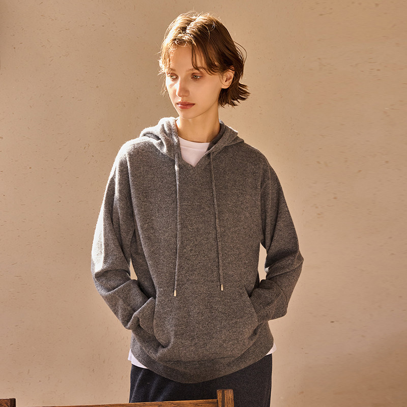 THEEASE舒适派【减龄】100纯山羊绒连帽衫休闲百搭宽松慵懒