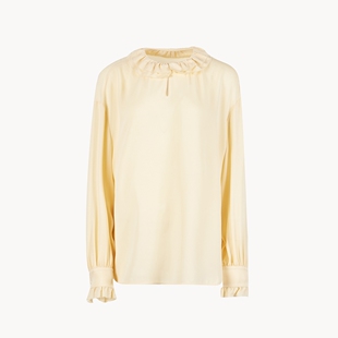 19姆米真丝建宏绉花边领桑蚕丝长袖 舒适派 宽松显瘦上衣 EASE THE