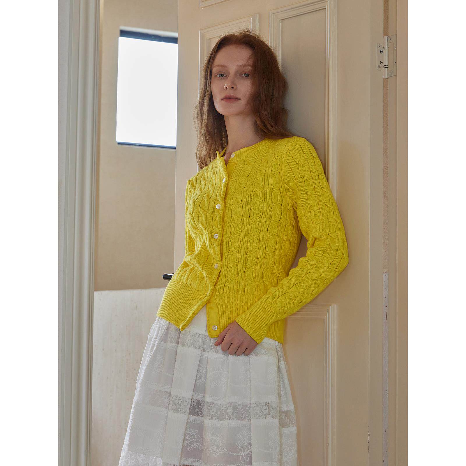 经典绞花款，棉+羊绒针织开衫MM27749