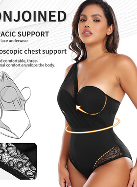 Underwear with bra incorporated 单肩聚拢文胸美体收腹连体内衣