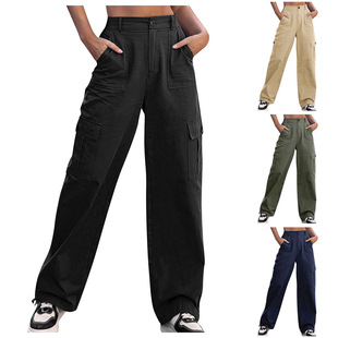 legged cargo 长裤 waisted 裤 wide 街头高腰阔腿工装 High pants