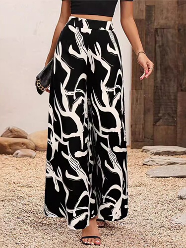 Chiffon style high waist wide leg pants chiffon style high waist wide leg pants women