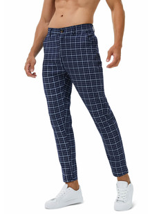 pants 商务休闲西装 长裤 Business 格子小脚裤 plaid 锥形裤 casual
