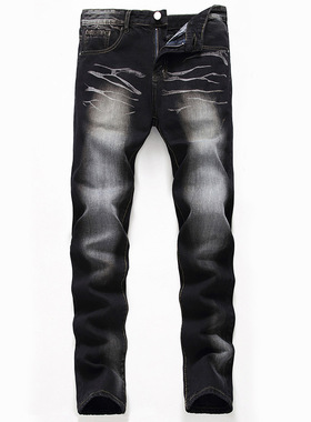 New foreign trade black slim jeans新款外贸黑色时尚修身牛仔裤