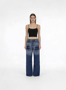 美式街头宽松女式牛仔长裤