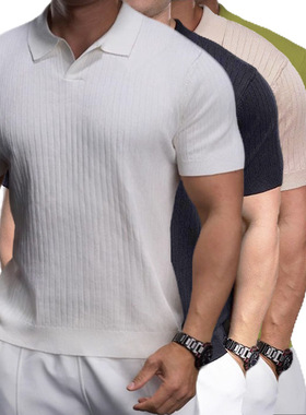 Largesize short-sleeved knitted polo shirt大码短袖针织POLO衫