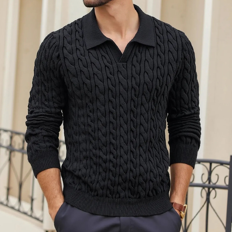 Turtleneck sweater in large size for men针织POLO领毛衣男大码 - 封面