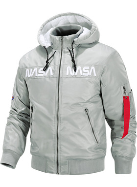 Hooded quilted flight suit jacket 运动夹克连帽棉衣飞行服外套