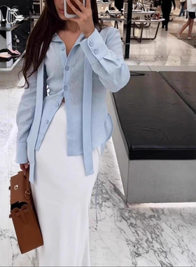 Cotton and linen blouse for women 法式系带棉麻轻薄上衣衬衫女