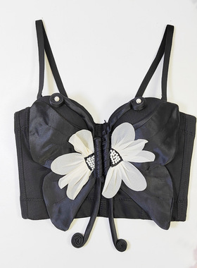 Fishbone sexy top top tank top鱼骨胸衣性感辣妹蝴蝶抹胸小背心