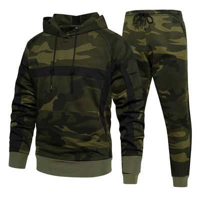 Mens camouflage hoodie slacks suit男式迷彩连帽卫衣运动裤套装