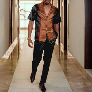 3D printed casual trouser shirt suit男3D印花休闲长裤衬衫套装