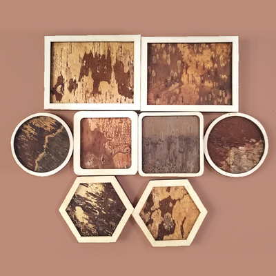 白狼林俗树皮画冰箱贴单卖一个