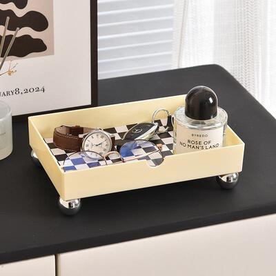 Entryway Vintage Chessboard Storage Tray for Home, Bathroom,