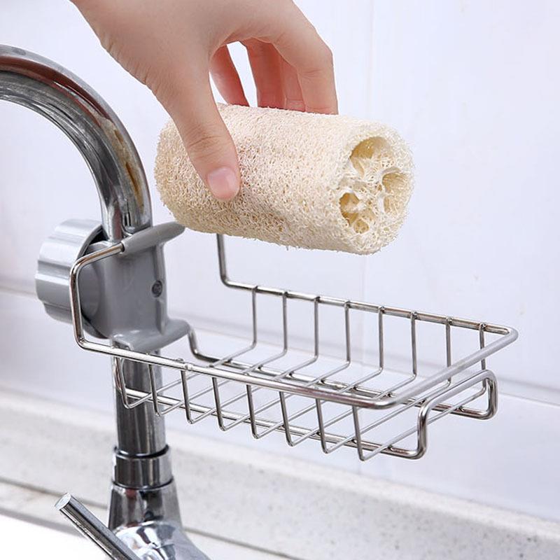 Kitchen Storage Rack Stainless Steel Faucet Organizer Hangin