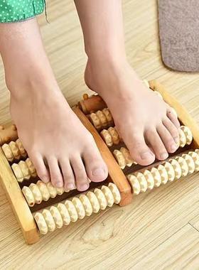 Solid Wood Foot Massager with Roller, Wooden Acupressure Mas