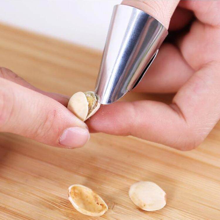 Stainless Steel Edamame Peeler with Finger Guard, Iron Thimb