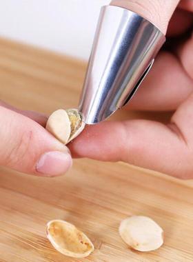 Stainless Steel Edamame Peeler with Finger Guard, Iron Thimb