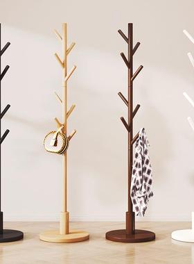 Solid Wood Coat Rack Floor Standing Hanger for Living Room,