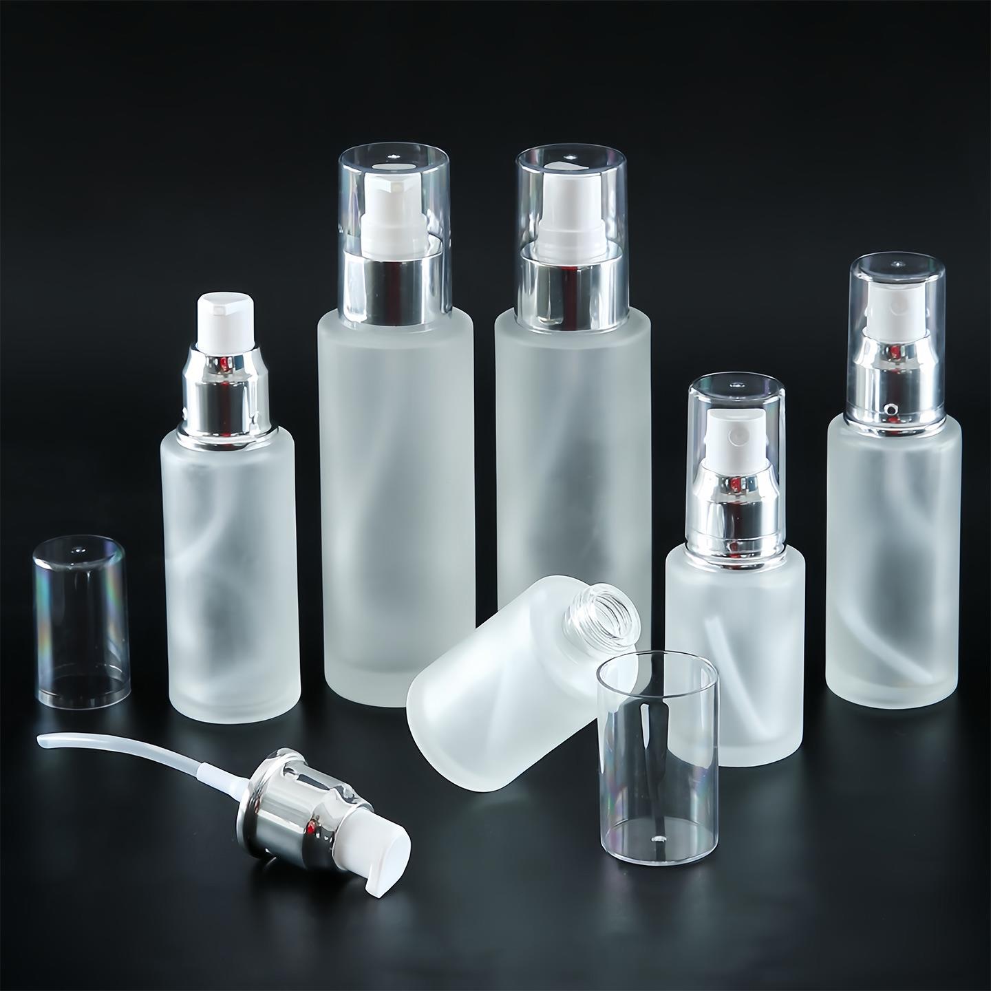 Travel-sized glass bottling set for skincare products, inclu