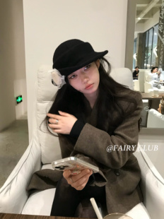 赫本风毛呢渔夫帽秋冬气质羊毛卷边百搭法式 礼帽日系千金盆帽帽子
