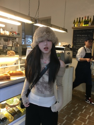 兔毛渔夫帽可爱秋冬毛茸茸帽子