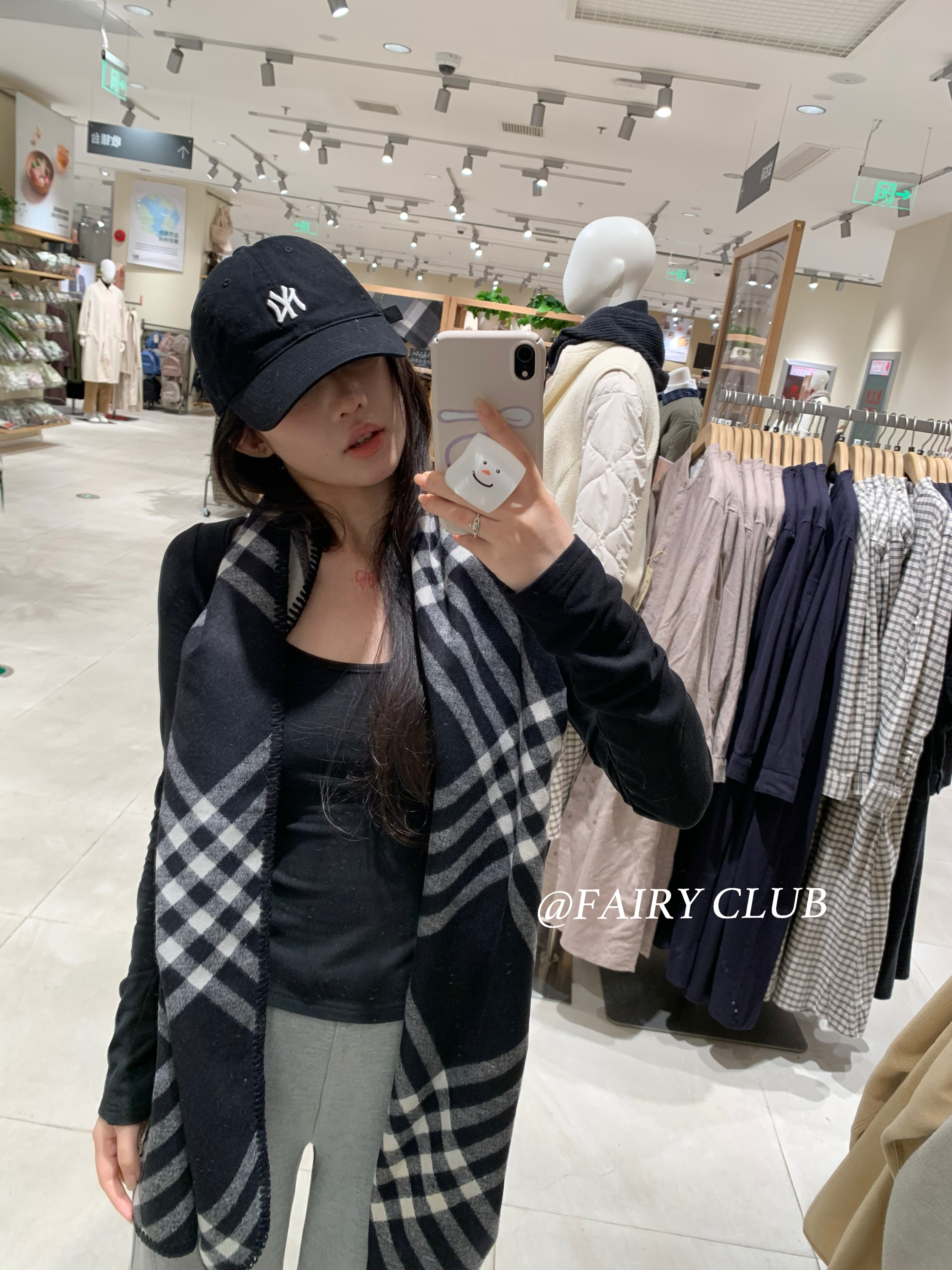 实穿主义韩版经典格纹围巾秋冬时髦中长款披肩百搭高级感黑白围脖