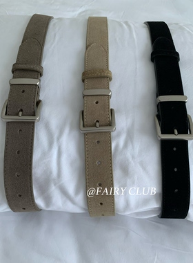 韩版简约百搭真皮腰带复古轻奢麂皮磨砂反绒牛皮皮带秋冬基础搭配