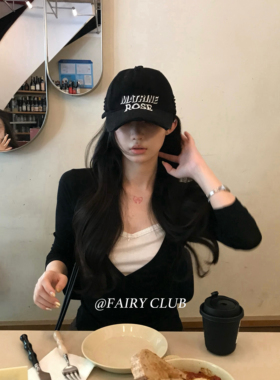 韩版小众复古字母刺绣棒球帽女显脸小日常百搭休闲软顶鸭舌帽帽子