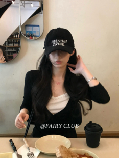 韩版小众复古字母刺绣棒球帽女显脸小日常百搭休闲软顶鸭舌帽帽子