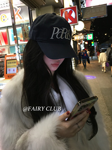 韩国新款刺绣字母棒球帽藏蓝软顶显脸小鸭舌帽百搭简约宽檐帽子女