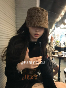 韩版 复古日系休闲平顶帽子 ins时髦豹纹鸭舌帽马术帽女显脸小秋款