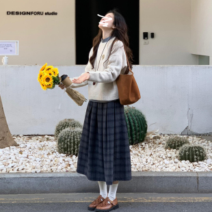 穿搭气质感长裙 秋冬季 学院风针织毛衣套装 连衣裙子女2024新款