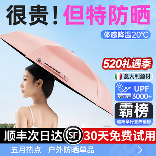 【意大利进口】太阳伞防晒紫外线黑胶女小巧晴雨两用便携户外遮阳