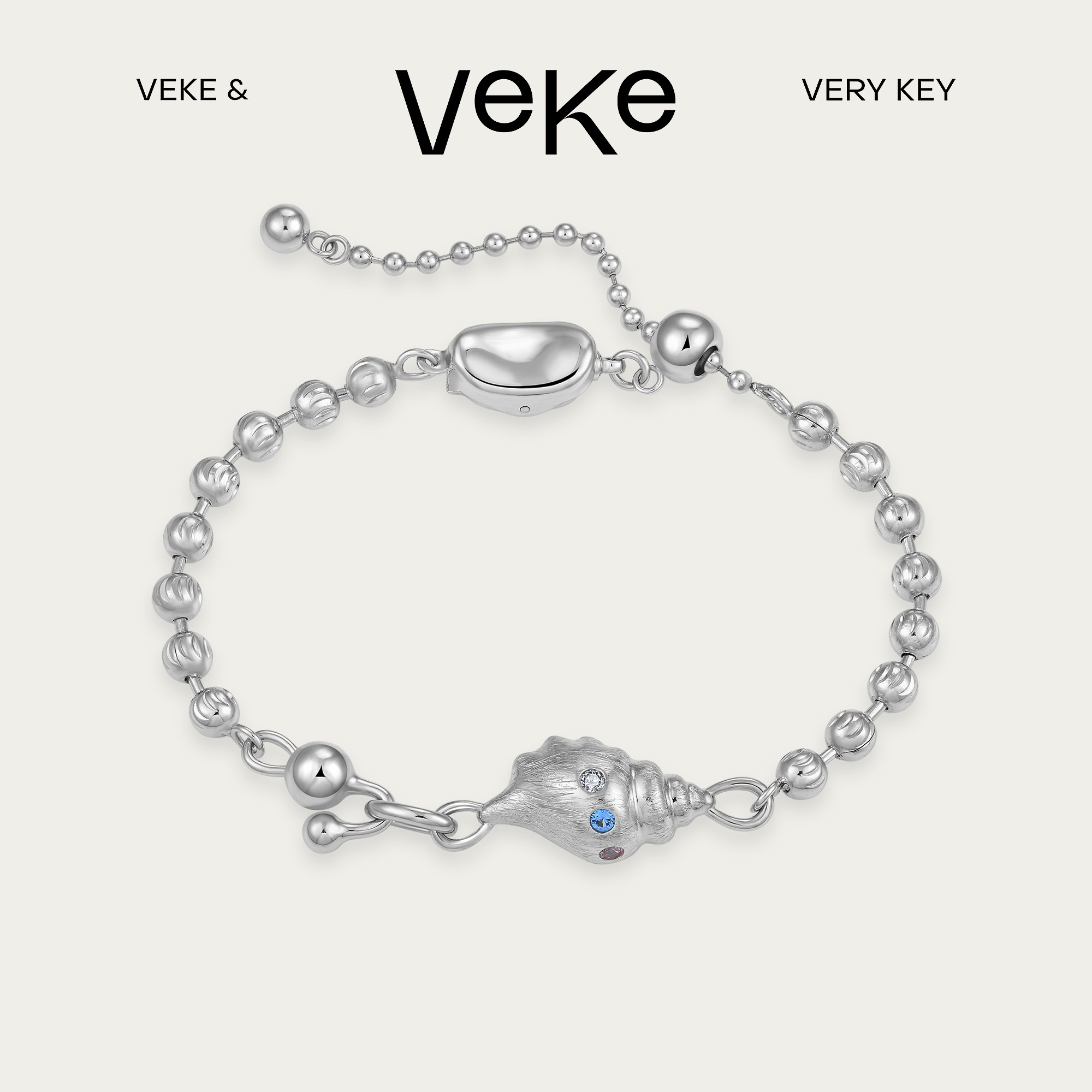 VEKE「听海风」手链银色海螺设计感复古风精致显白手链BR16869A