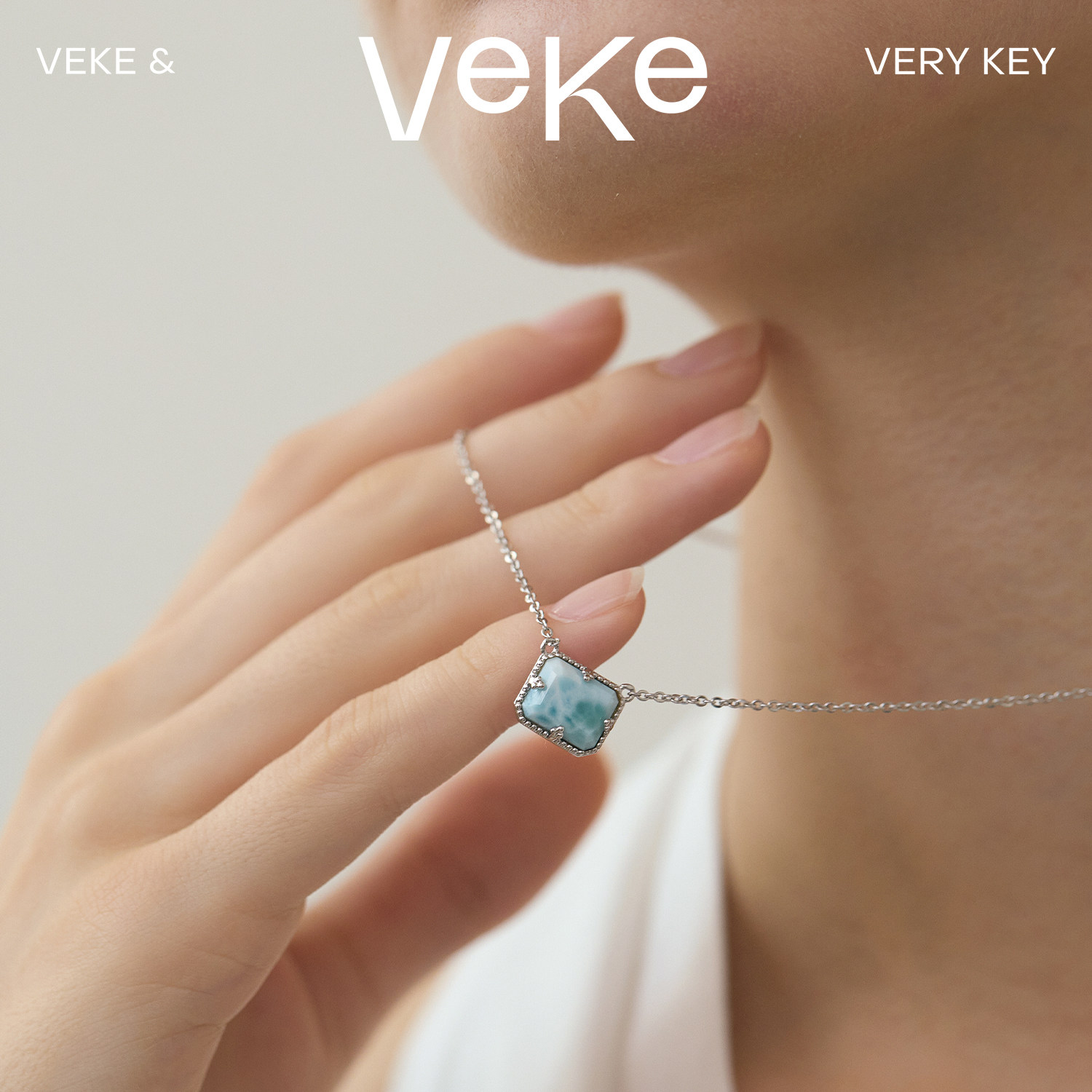 VEKE「无限蓝」项链锁骨链海纹石女优雅时尚高级百搭小众设计