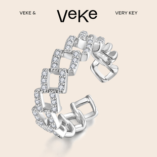 个性 VEKE锆石开口可调节戒指女时尚 小众设计高级感冷淡风ins指环