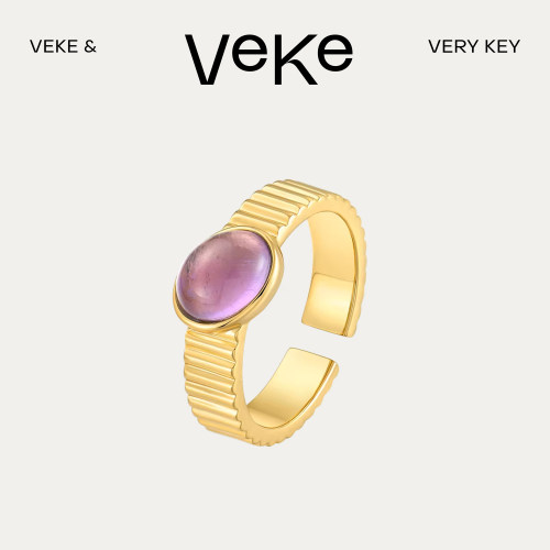 VEKE「月玫瑰」戒指复古小众指环精致时尚指环SR14335B