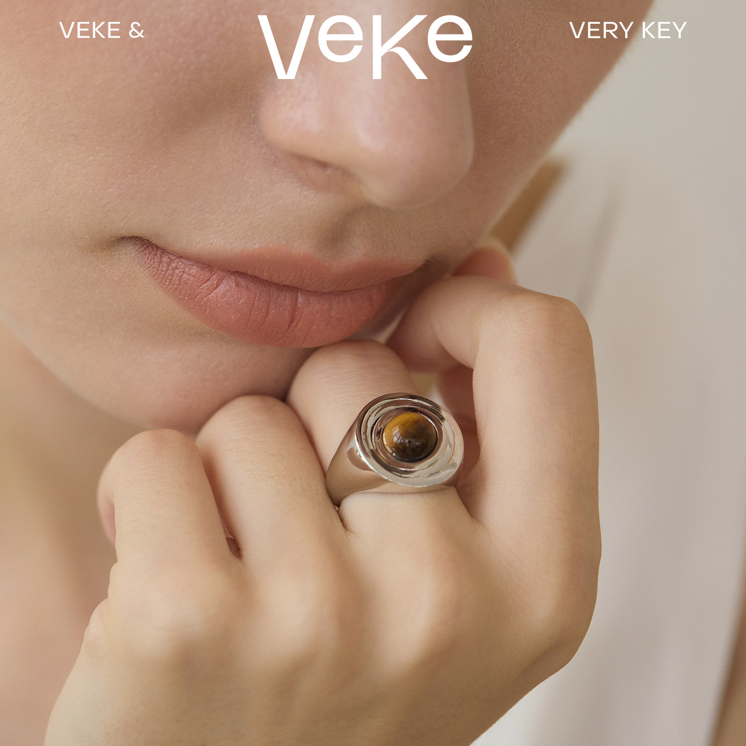 VEKE「星陨」虎眼石戒指女复古轻奢高级感指环简约指环戒,饰品/流行首饰/时尚饰品新,戒指/指环,淘宝优惠券,粉丝福利购,淘宝优惠卷