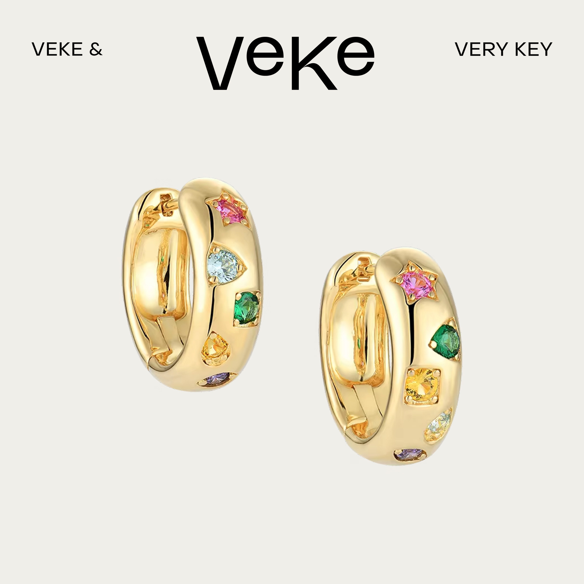 VEKE「质数」耳环复古欧美轻奢锆石小众高级设计感新款耳饰耳夹